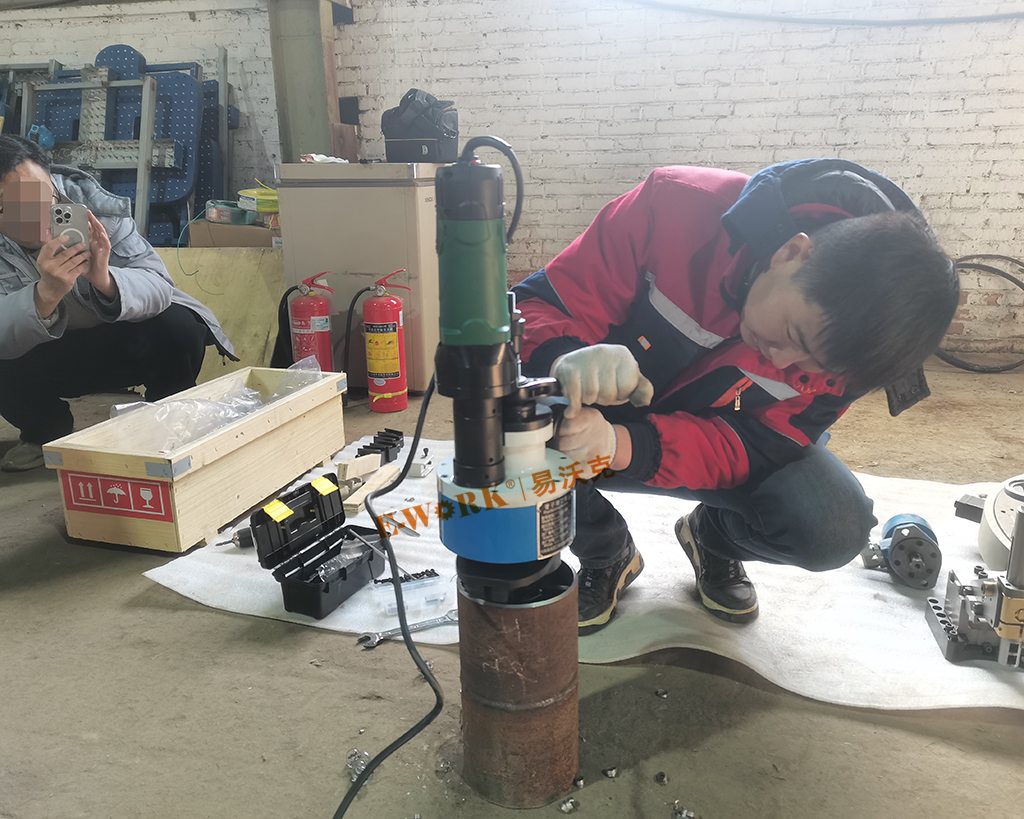 十三化建現場使用內脹式坡口機應用