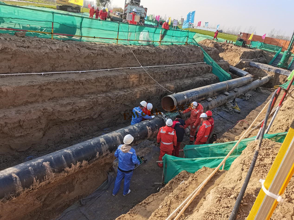 610原油管道冷切割坡口現場